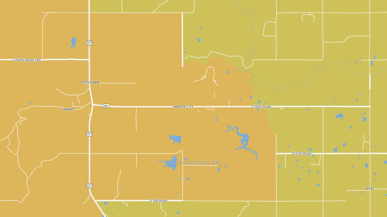 Harden City, OK Map of Murder Rates