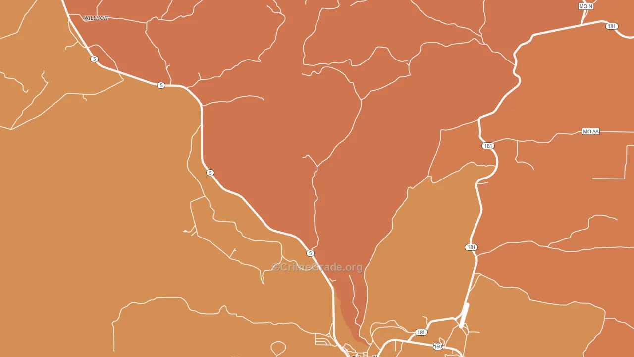 Hardenville, MO Map of Murder Rates