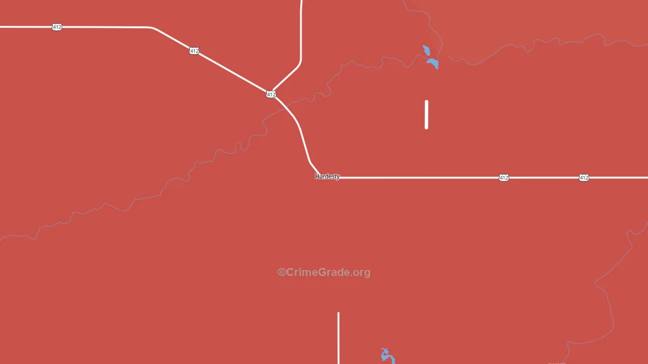 Hardesty, OK Map of Murder Rates