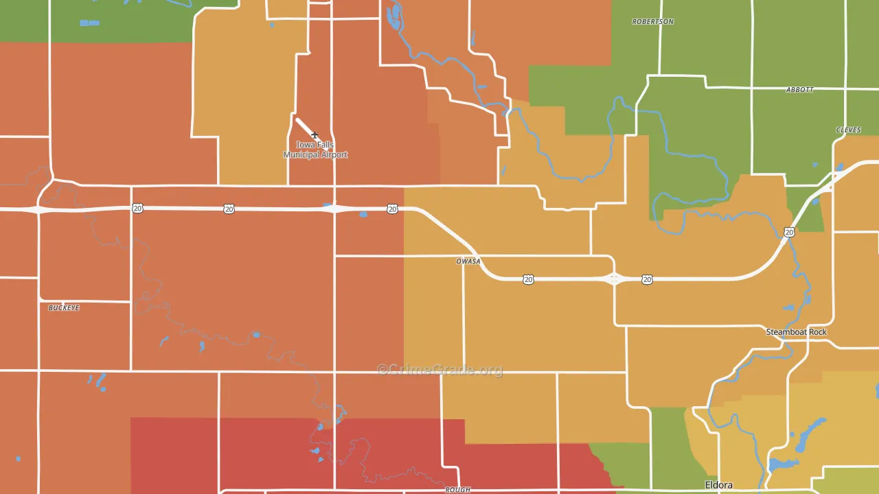 Hardin County, IA Map of Murder Rates