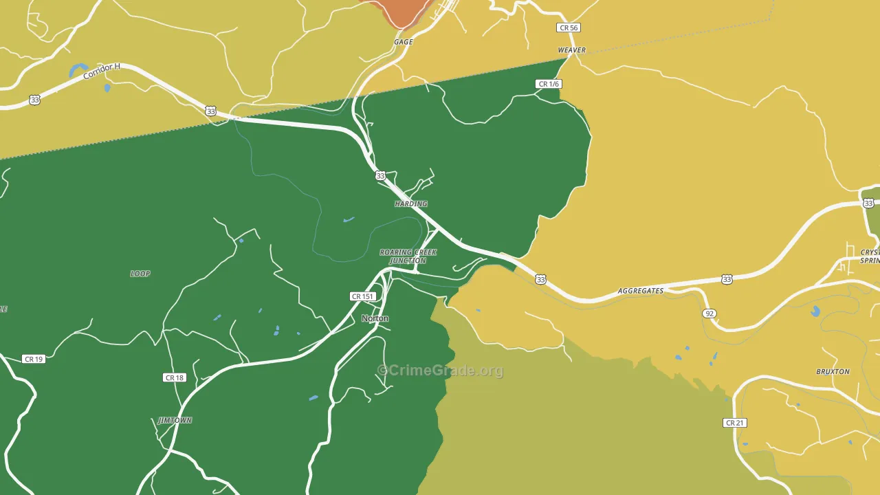 Harding, WV Map of Murder Rates