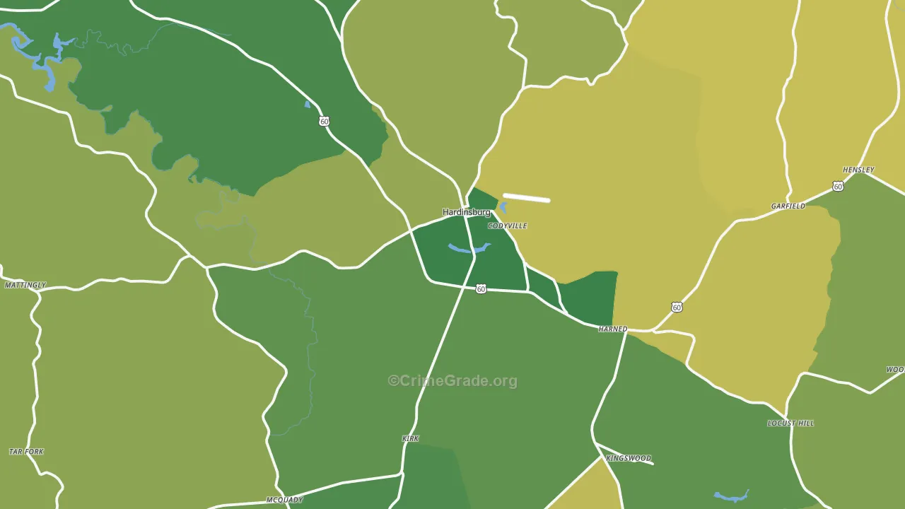 Hardinsburg, KY Map of Murder Rates