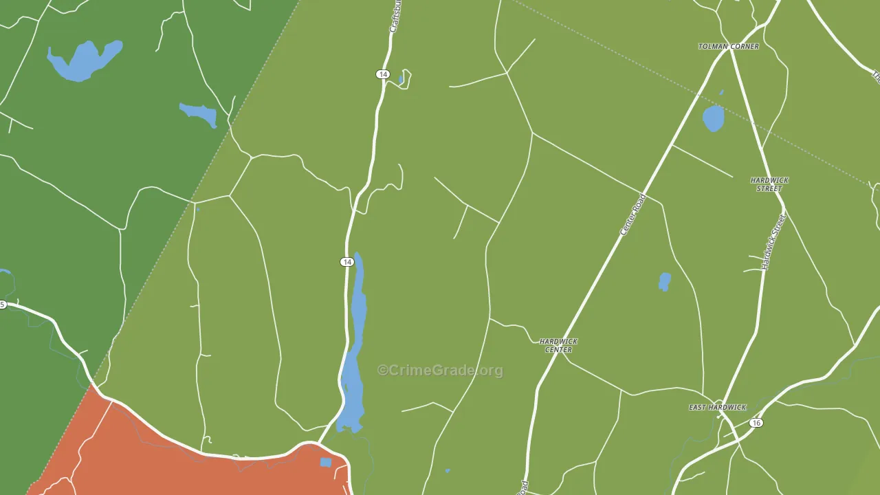 Hardwick Center, VT Map of Murder Rates