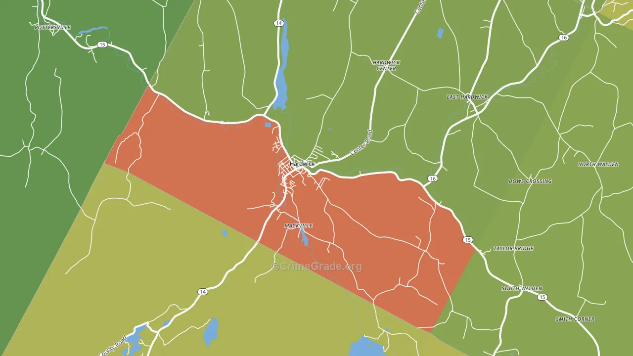 Hardwick, VT Map of Murder Rates