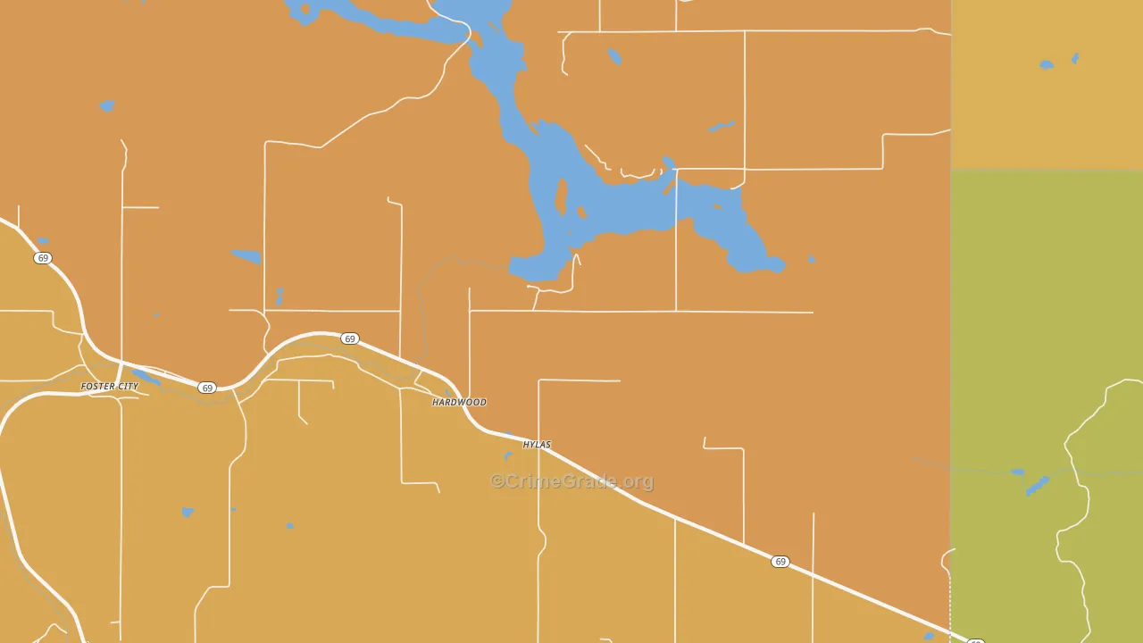 Hardwood, MI Map of Murder Rates