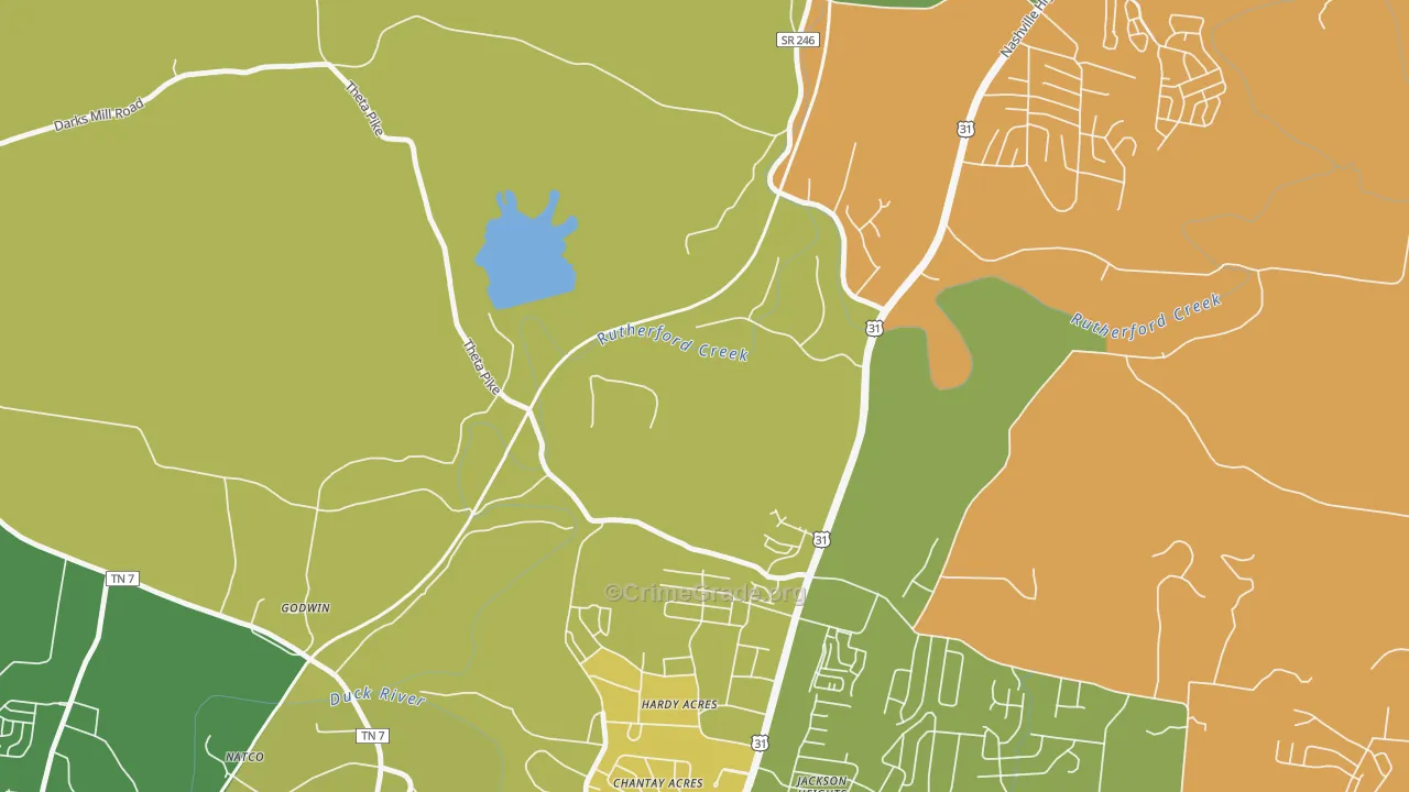 Hardy Acres, TN Map of Murder Rates