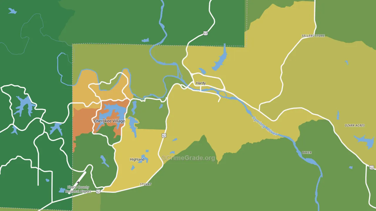 Hardy, AR Map of Murder Rates
