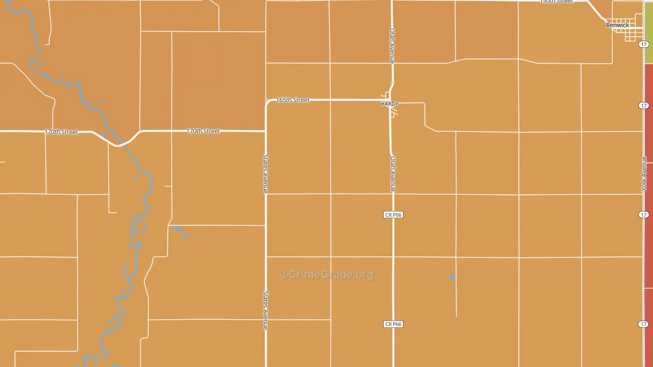 Hardy, IA Map of Murder Rates