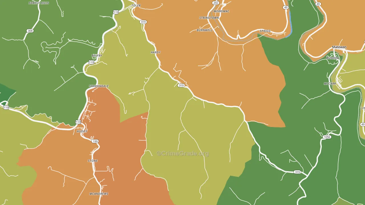 Hardy, KY Map of Murder Rates