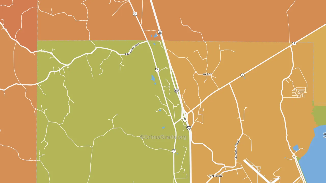 Hardy, MS Map of Murder Rates