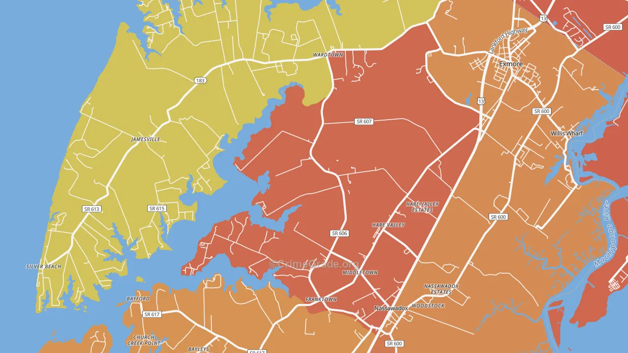 Hare Valley, VA Map of Murder Rates