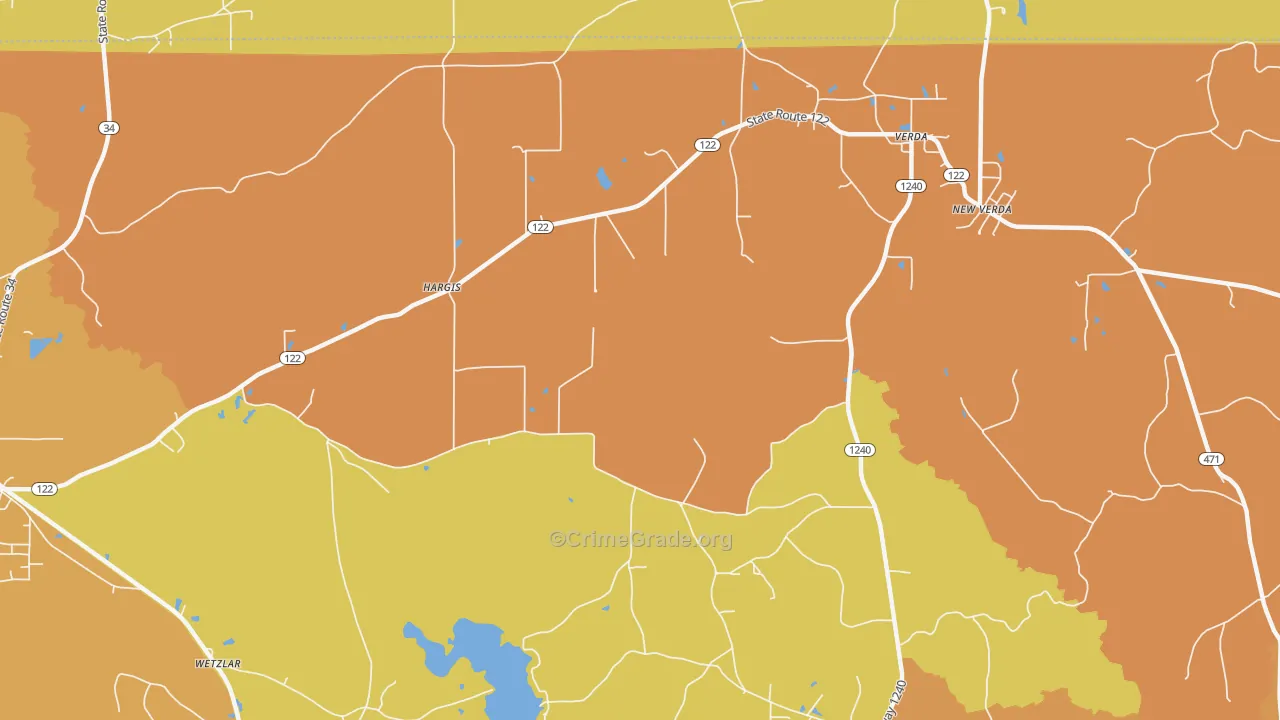Hargis, LA Map of Murder Rates