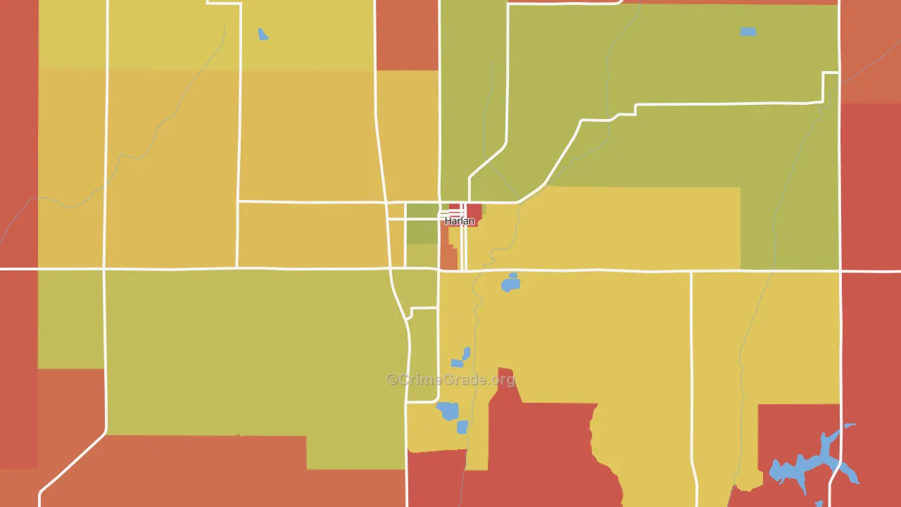 Harlan, IA Map of Murder Rates