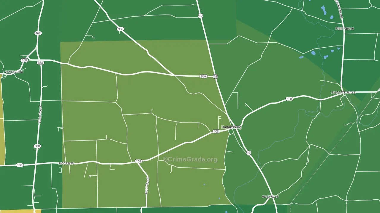 Harlansburg, PA Map of Murder Rates