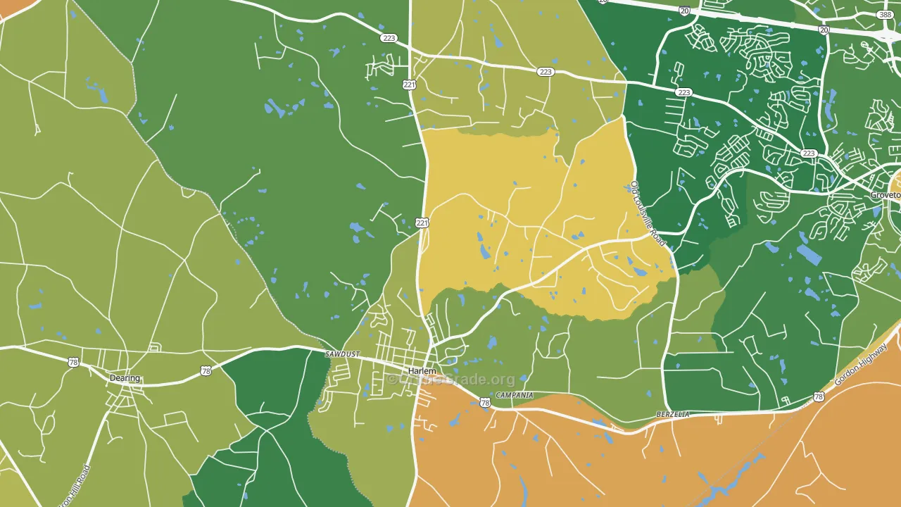 Harlem, GA Map of Murder Rates
