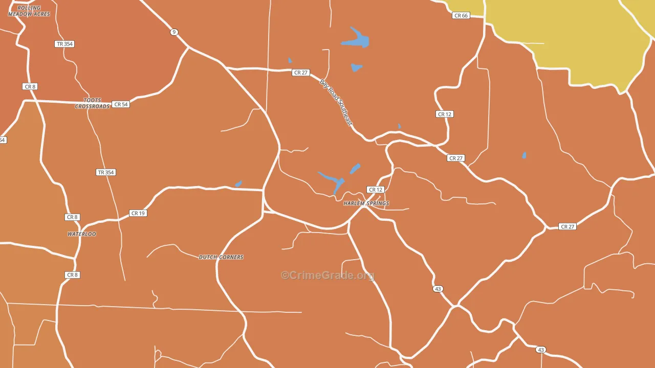 Harlem Springs, OH Map of Murder Rates