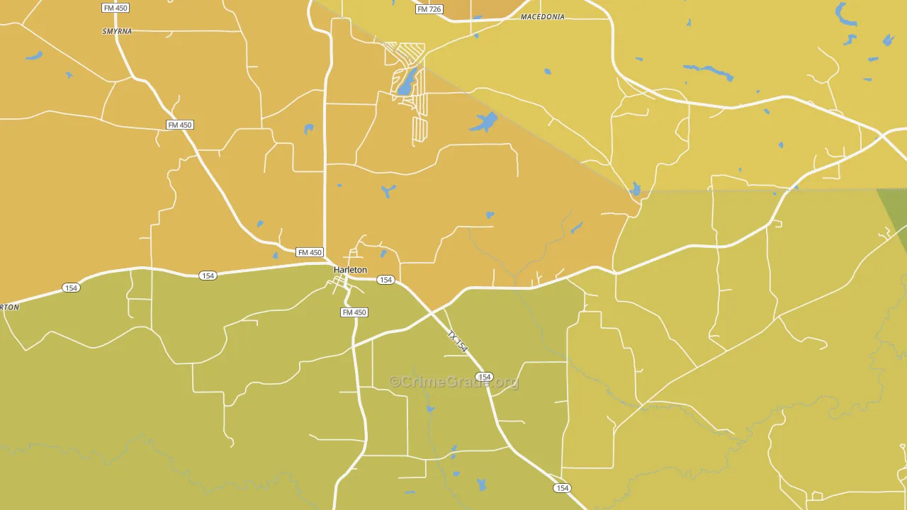 Harleton, TX Map of Murder Rates