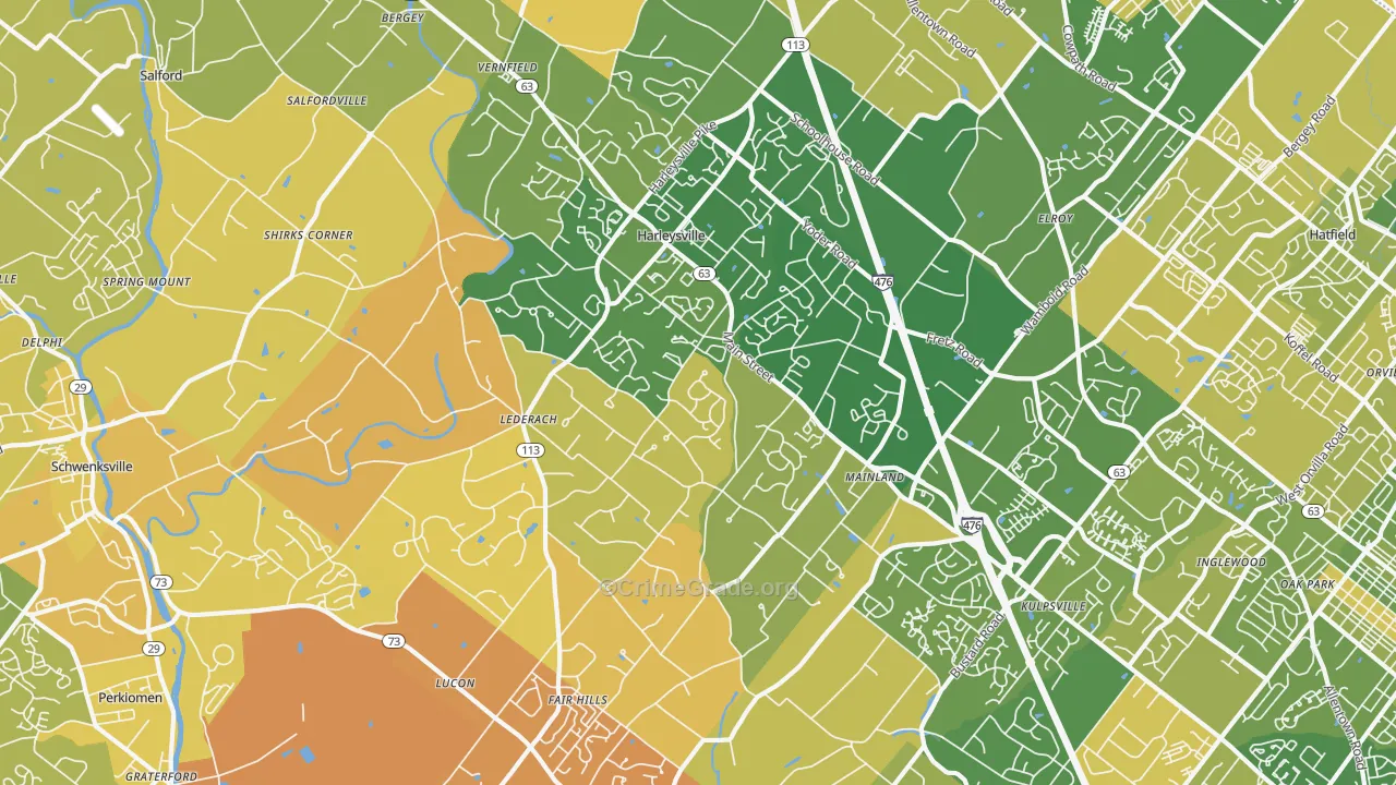 Harleysville, PA Map of Murder Rates