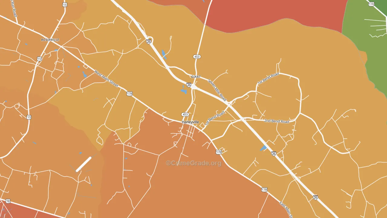 Harleyville, SC Map of Murder Rates