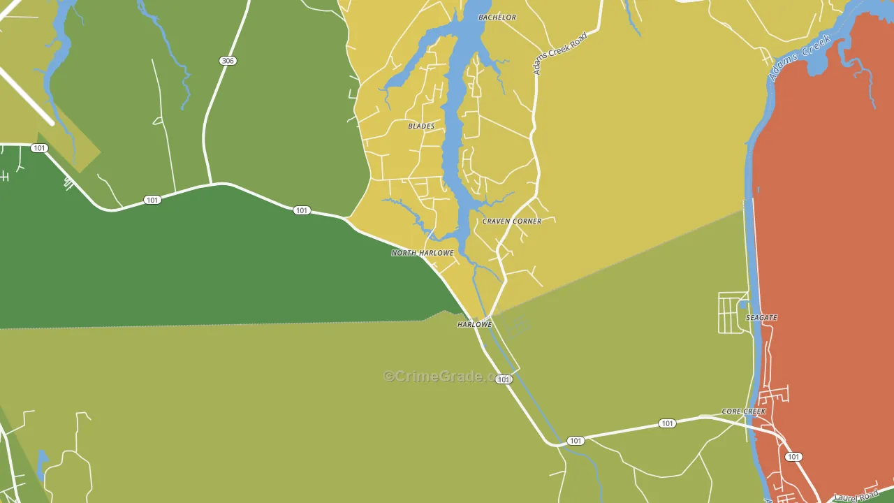 Harlowe, NC Map of Murder Rates