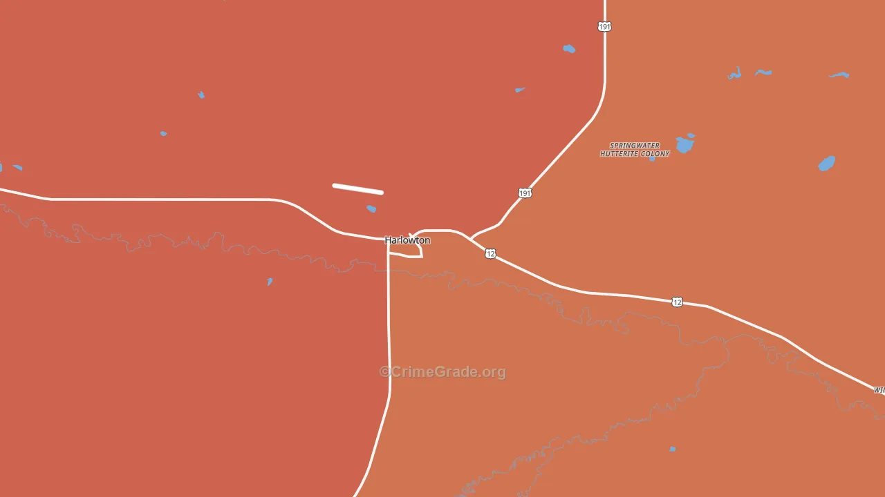 Harlowton, MT Map of Murder Rates
