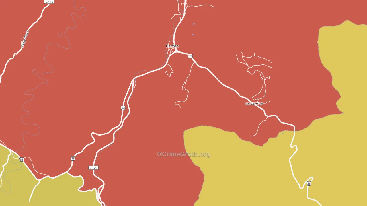 Harman, WV Map of Murder Rates