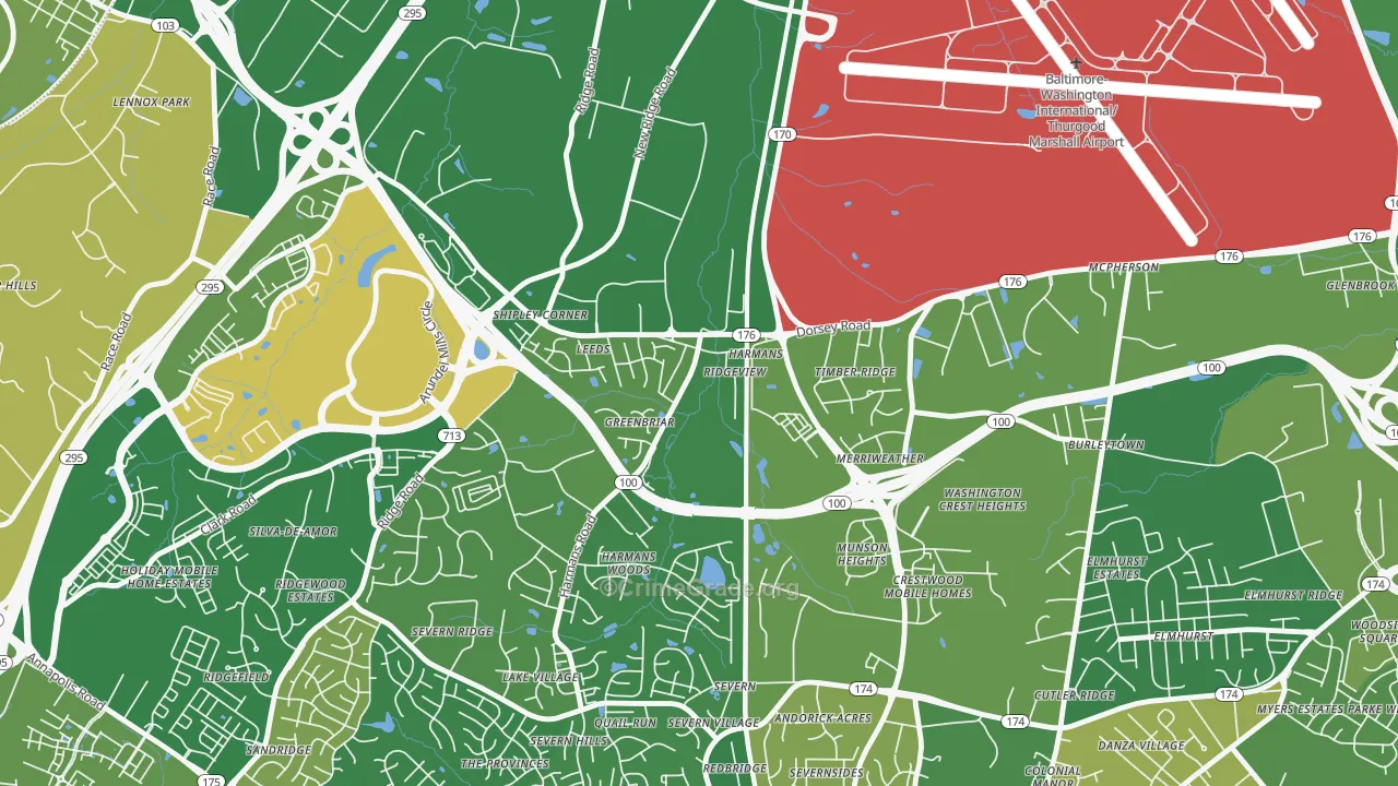 Harmans, MD Map of Murder Rates