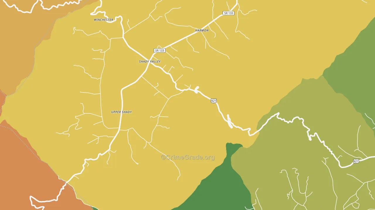 Harmon, TN Map of Murder Rates