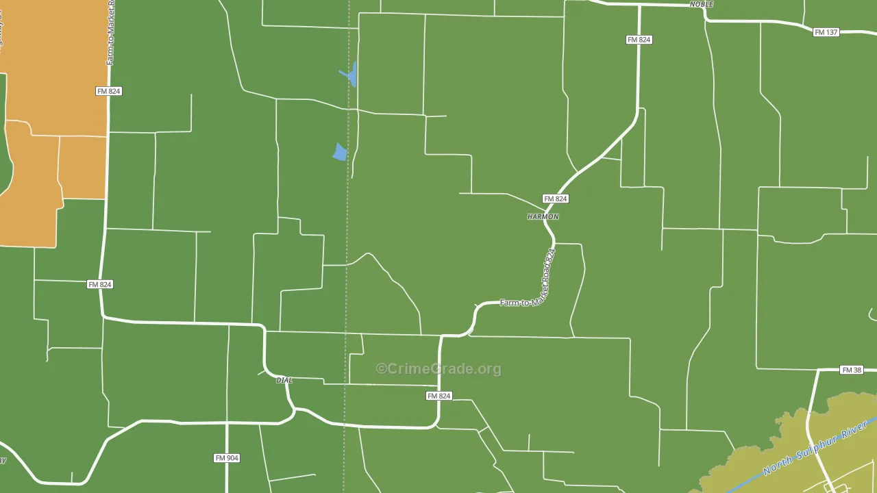 Harmon, TX Map of Murder Rates