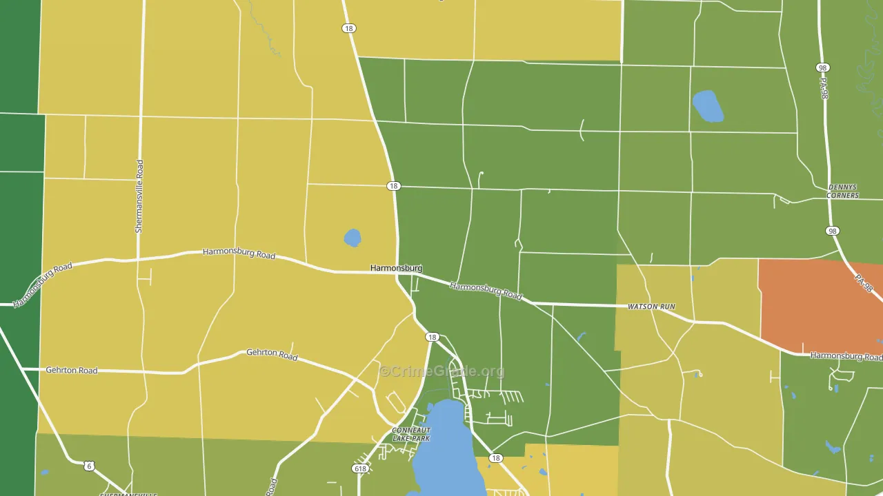 Harmonsburg, PA Map of Murder Rates