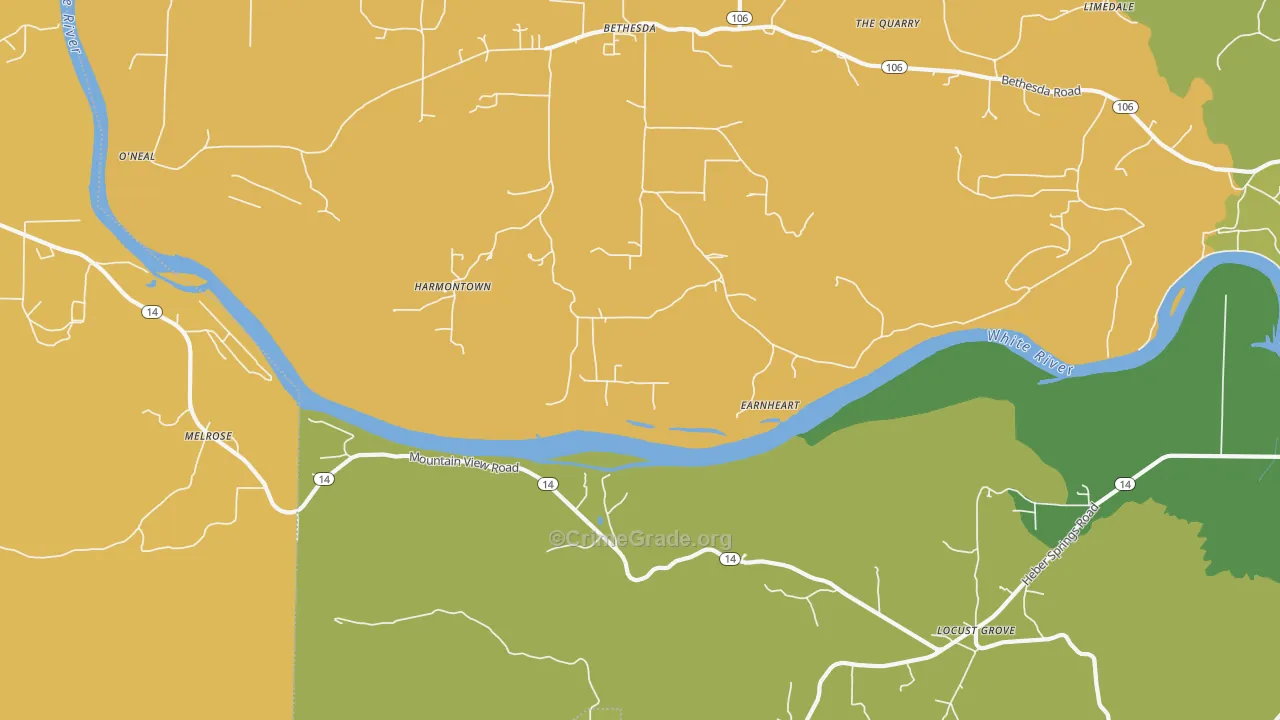 Harmontown, AR Map of Murder Rates