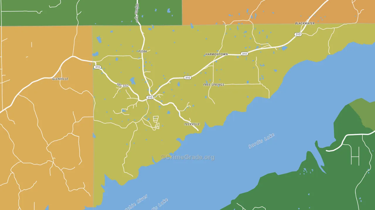Harmontown, MS Map of Murder Rates