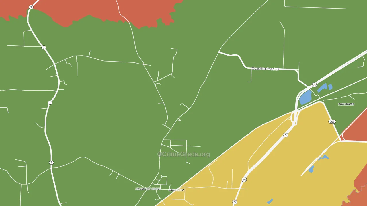 Harmony Grove, AR Map of Murder Rates