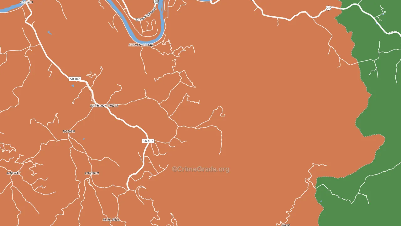 Harmony Grove, TN Map of Murder Rates