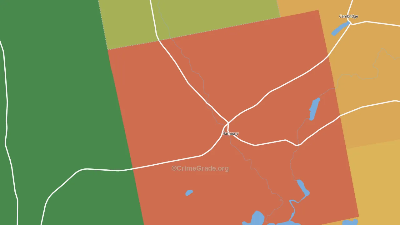 Harmony, ME Map of Murder Rates