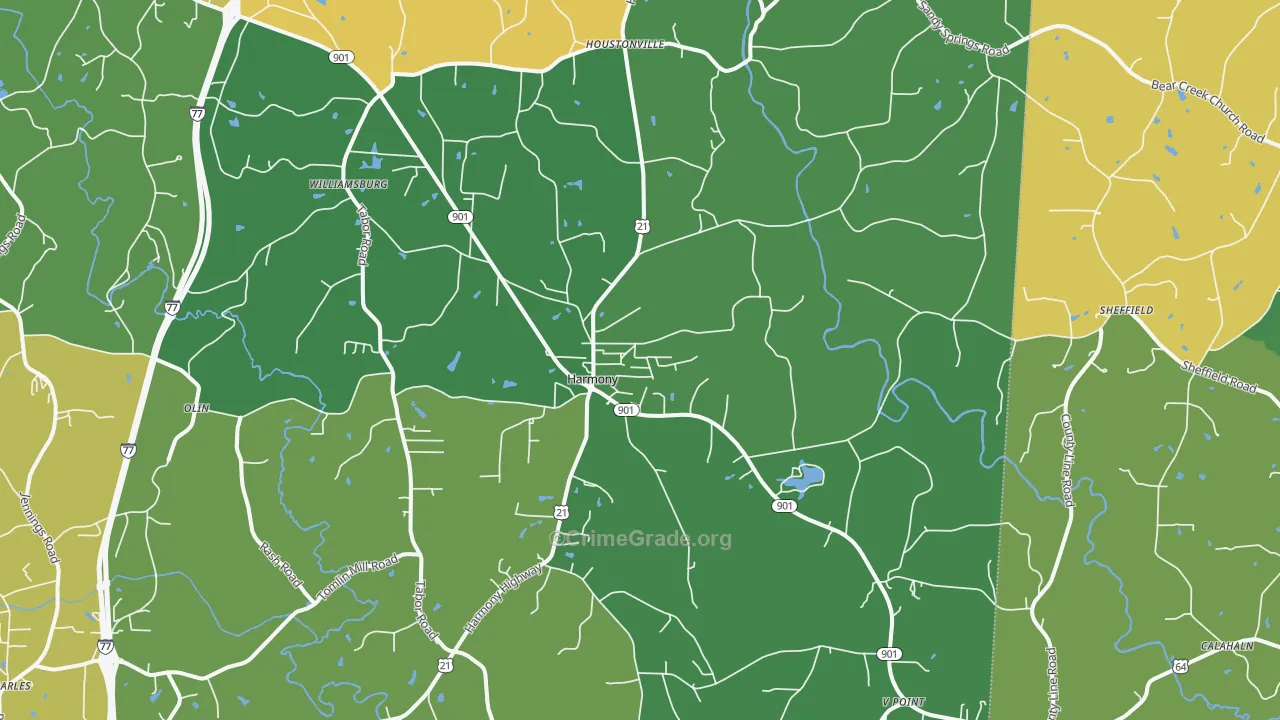 Harmony, NC Map of Murder Rates
