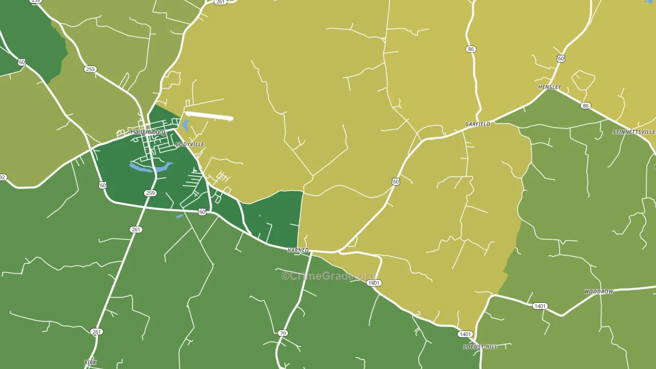 Harned, KY Map of Murder Rates