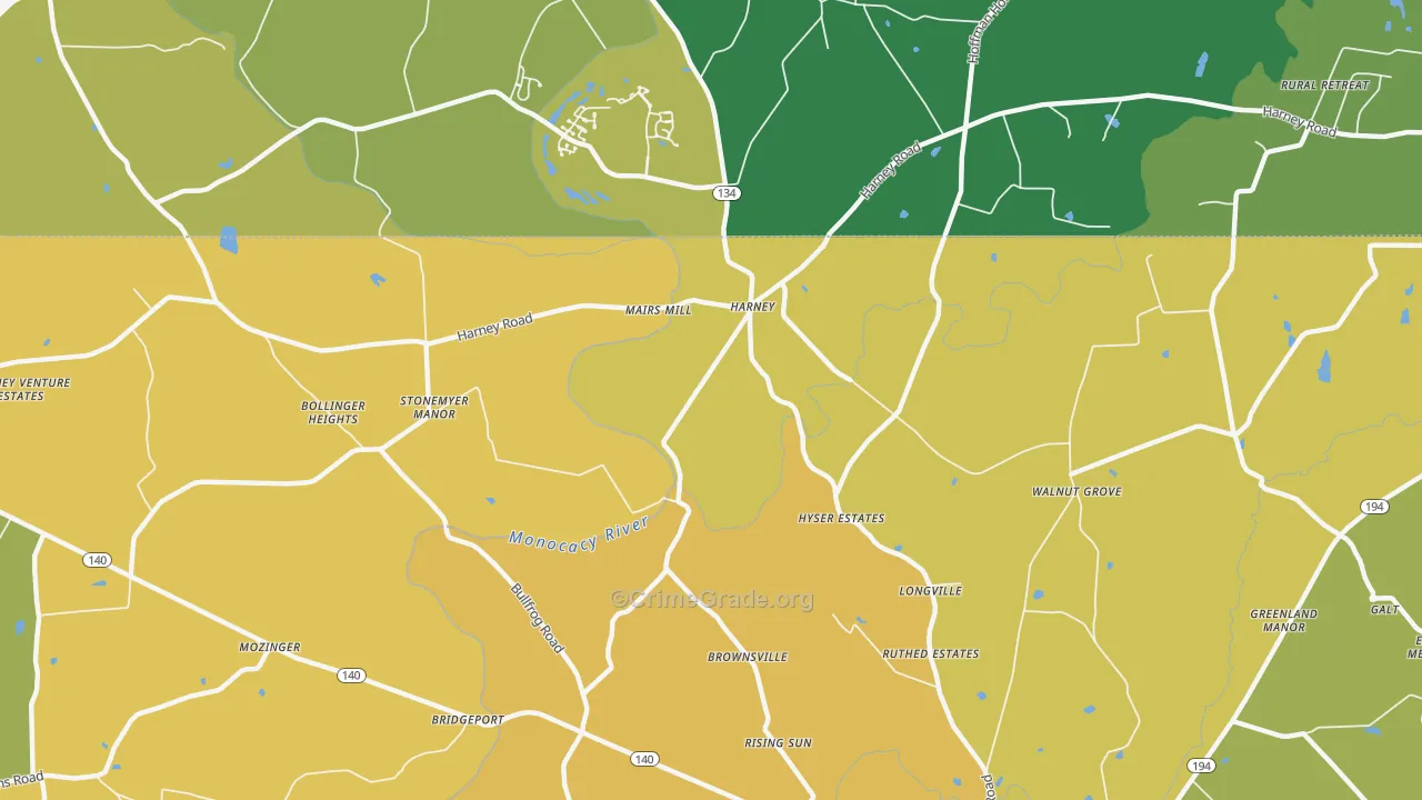 Harney, MD Map of Murder Rates