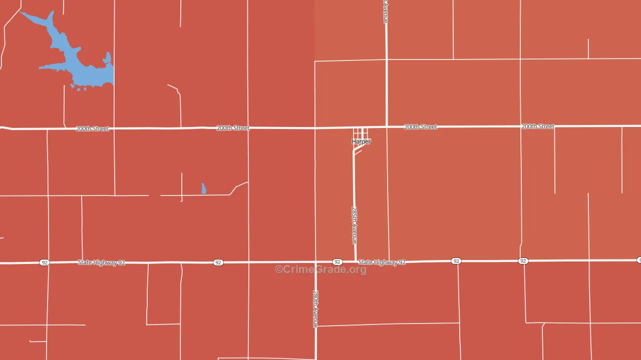 Harper, IA Map of Murder Rates
