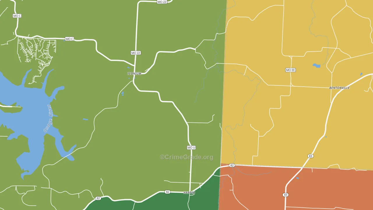 Harper, MO Map of Murder Rates