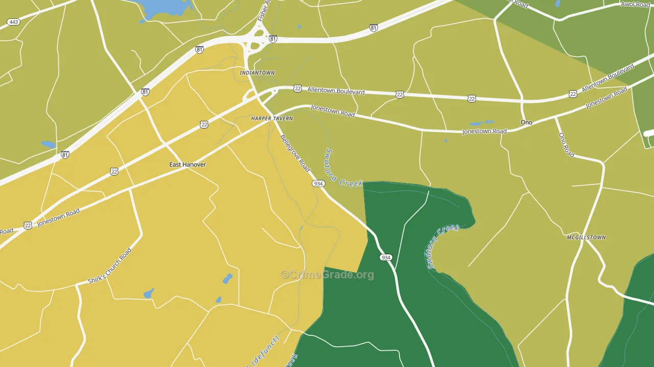 Harper Tavern, PA Map of Murder Rates