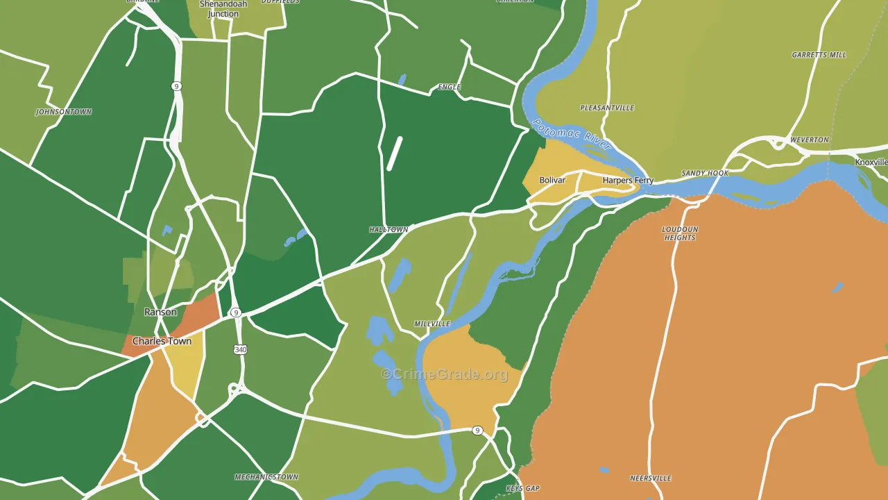 Harpers Ferry, WV Map of Murder Rates