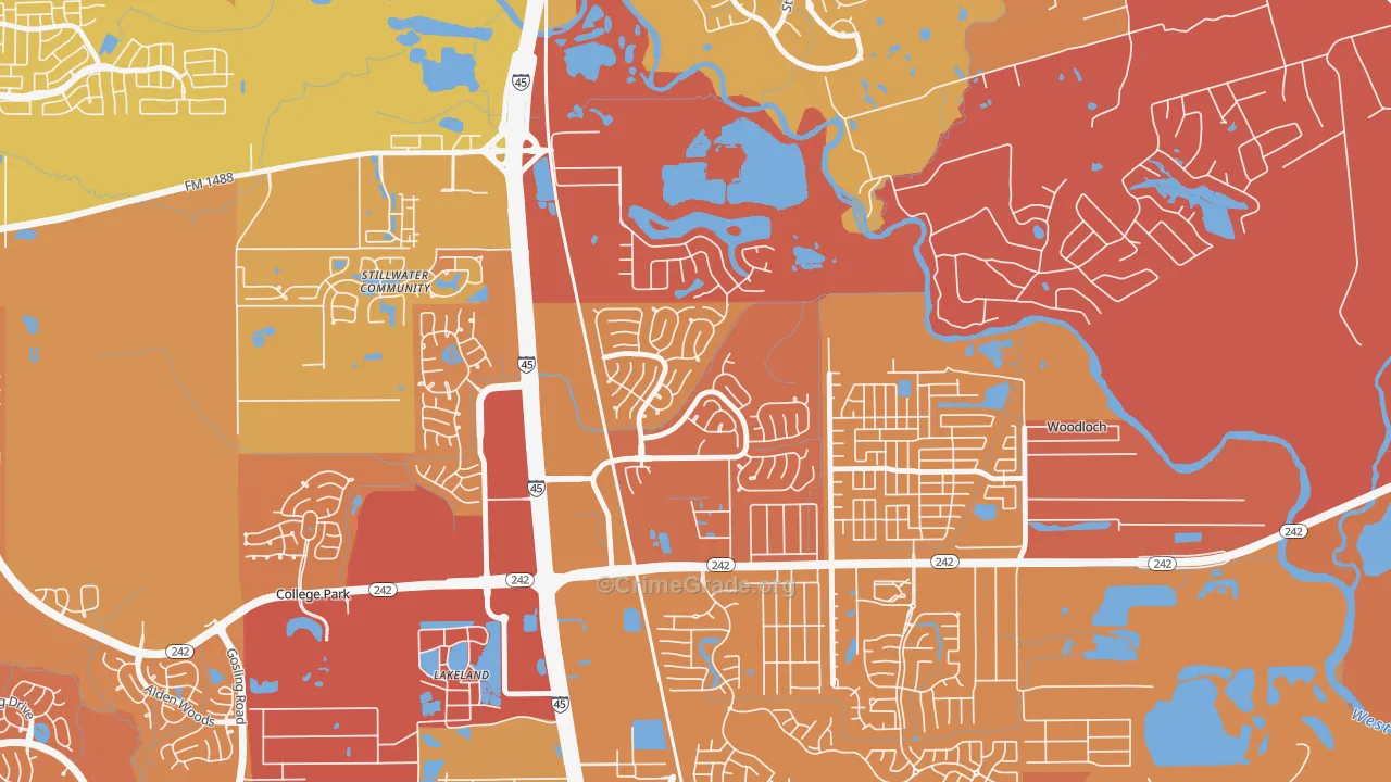 Harper's Landing, Conroe, TX Map of Murder Rates