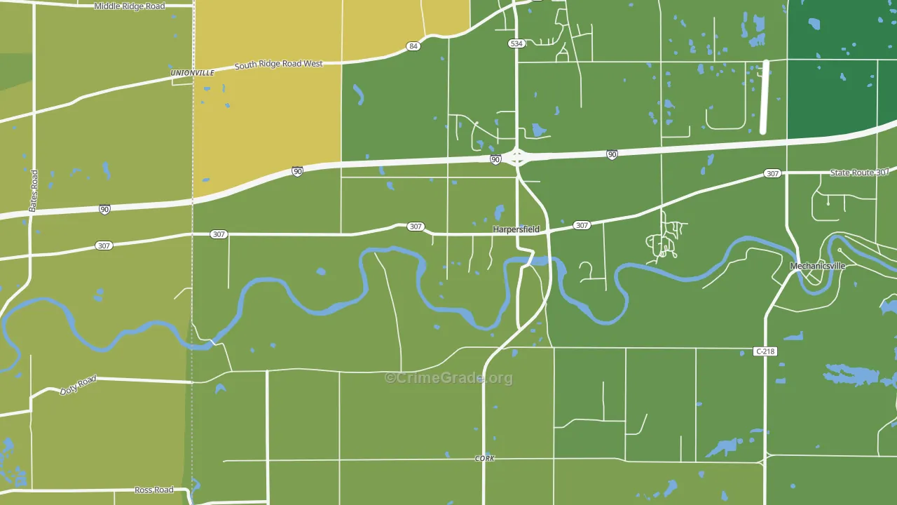 Harpersfield, OH Map of Murder Rates