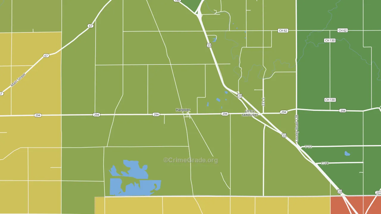 Harpster, OH Map of Murder Rates