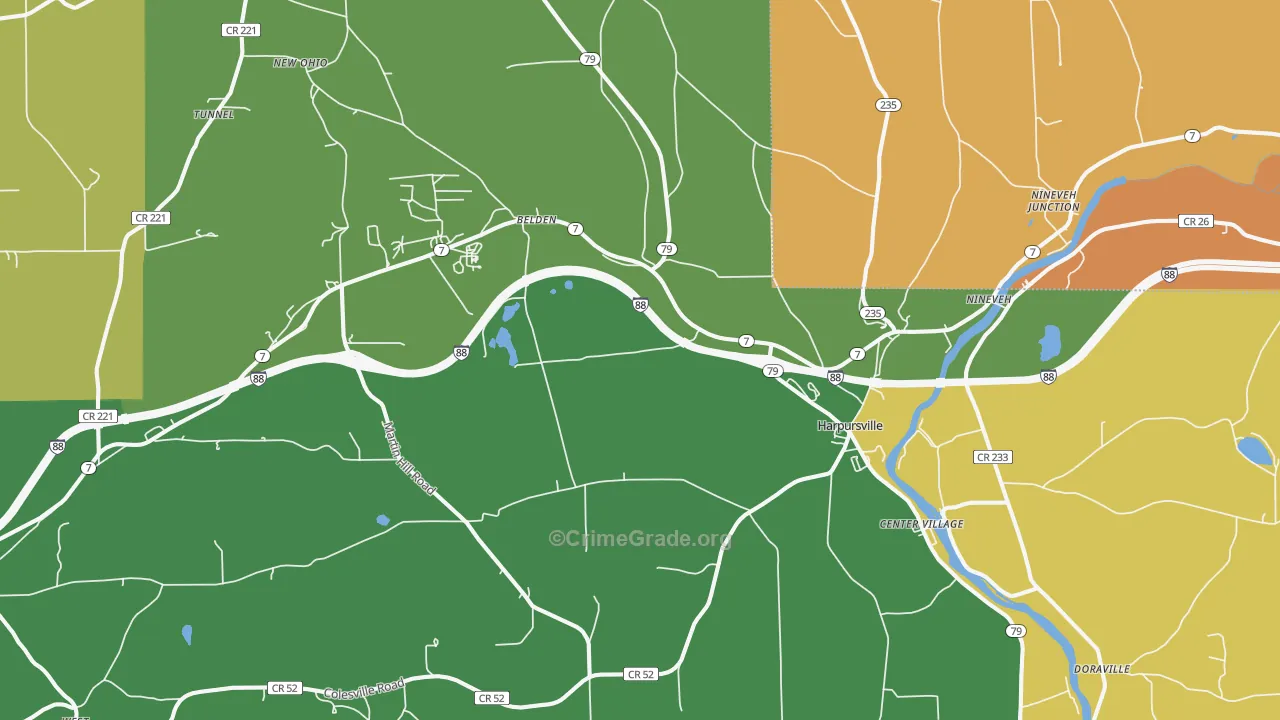 Harpursville, NY Map of Murder Rates