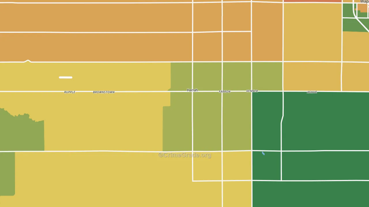 Harrah, WA Map of Murder Rates