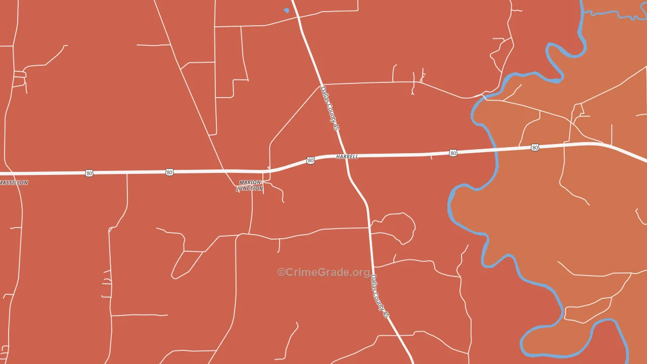 Harrell, AL Map of Murder Rates