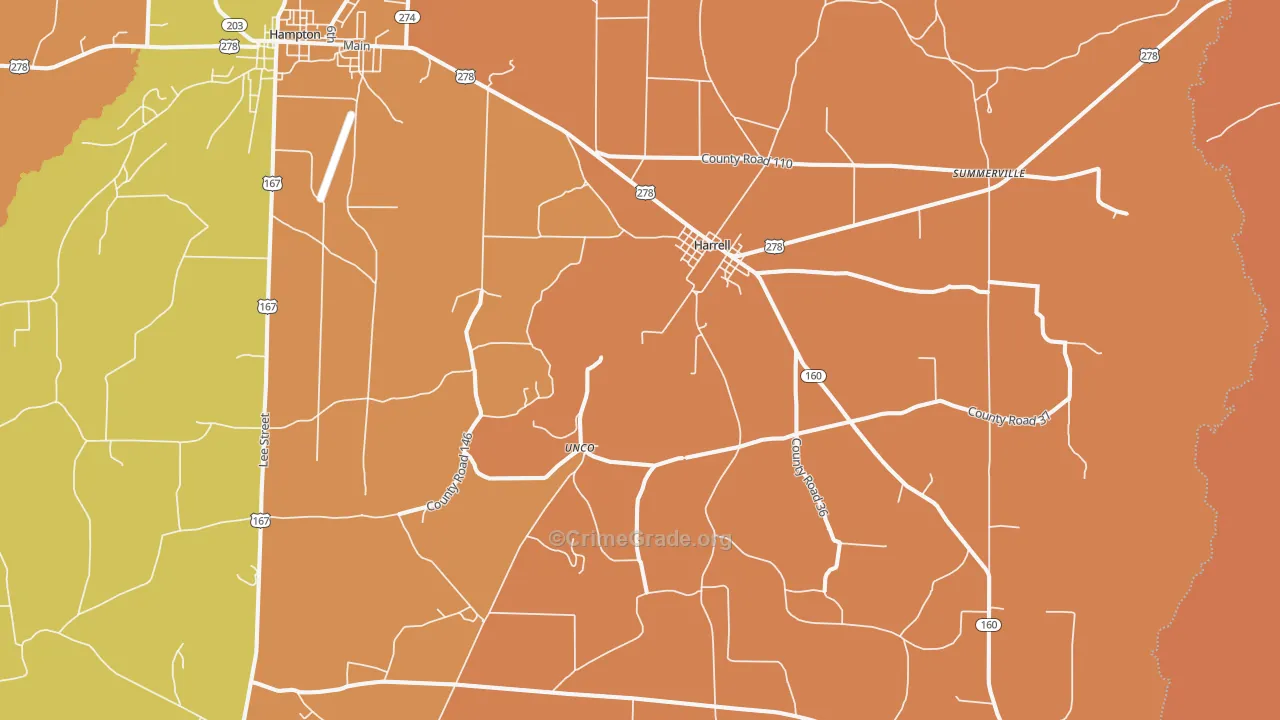 Harrell, AR Map of Murder Rates