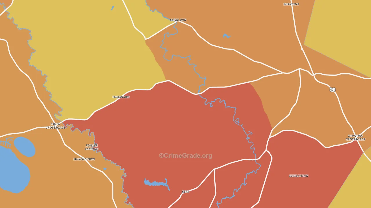 Harrells, NC Map of Murder Rates